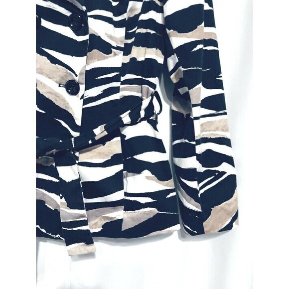 Sandro Sportswear Short Trench Coat Womens Medium Animal Print Belted Pockets - Picture 2 of 6